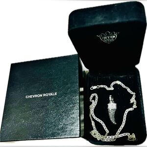 Chevron Royale Black Diamond Sterling Pendant With Sterling Chain. Designer